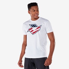 DeMarini Adult Red White & Blue Baseball T-Shirt – White – XL