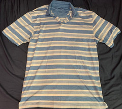 Oxford Blue & White Stripe Bayside GC Golf Polo – Size L