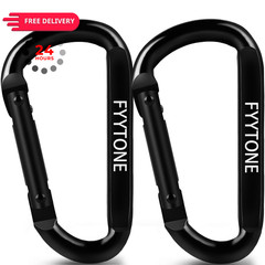 FYYTONE Black Steel Heavy Duty Carabiner Clip, 880 lbs 3″ 3 IN, black