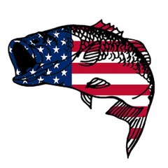 Large USA Flag Fishing Bass Fish Sticker Decal Fishing Bumper Sticker Fish Au…