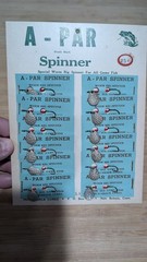 Vintage Fishing New Old Stock A-Par Spinner Display Card of (12) Pieces