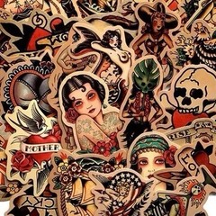 100 Old School Traditional Tattoo Stickers Vintage American Sailor Laptop Phone