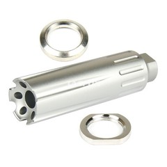 SILVER 4.5″ Extra Long Linear Compensator Muzzle Brake 1/2×28 TPI for .223/22LR
