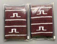 4 New J. Lindeberg Golf Wrist Band Sweatbands Cotton Terry Cloth Red & White