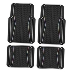 Car Floor Mats Aluminum-Molded with Full-Circle Iridescent Inlay Strip Black