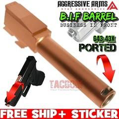 AGGRESSIVE ARMS B.I.F PORTED COMPENSATED Barrel for GL0CK 43 – 43x COPPER