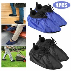 2 Pairs Waterproof Shoe Covers Washable Reusable Non Slip Sole Overshoes Booties
