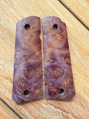 1911 Purple Dyed Buckeye Burl Wood Grips Government Full Size Colt – Smooth