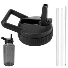 Straw Lid Compatible with Nalgene Water Bottles 32 OZ, BPA-Free 32 oz, black