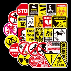 50Pcs Warning Laptop Sticker Bomb Luggage Skateboard Guitar Vinyl Decal Pack Lot