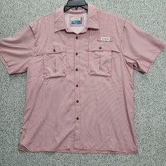 Magellan Outdoors Fish Gear Mens XL Red Micro Check Fishing Shirt Short Sleeve