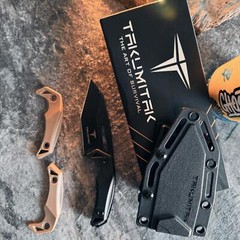 TAKUMITAK 6.5″ Full Tang Tanto EDC Fixed Blade Knives w/ MOLLE Webbing Clip