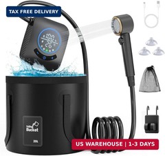 GOSCHE Portable Camping Shower, 8000mAh Rechargeable Outdoor Shower Pump with 20