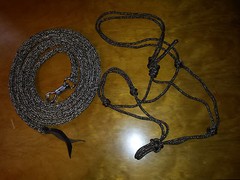 12′ BLACK/BROWN/TAN LEAD W/TWIST SNAP & SOFT ROPE HALTER FOR PARELLI TRAINING