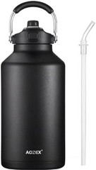 1 Gallon Insulated Water Bottle w/ Straw, Large 128oz Stainless Steel Big Sports