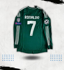 Real Madrid 2012-13 Third Green Long Sleeve Champions League Jersey Ronaldo #7