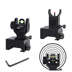 Fiber Optic Iron Sights Flip Up Iron Sights Front and Rear Sight for Picatinny