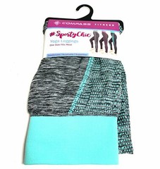 Turquoise Yoga Leggings One Size Fits Most Compass Fitness Sporty Chic NEW