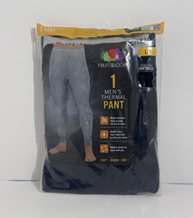 Fruit of the Loom Men’s Thermal Long Johns Base Layer Bottom Black L/G 1 Pack