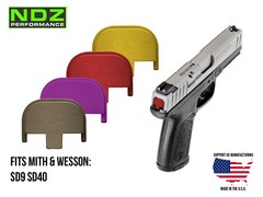 NDZ Smith & Wesson SD9, SD40, 2.0 SD9VE, SD40VE Slide Cover Back Plate Aluminum