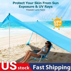 Beach Shade, UPF50+ Portable Beach Shade Tent, Beach Shade Canopy w/Sandbag