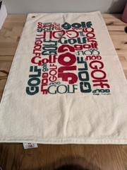 Vintage Golf Towel 25.5″ x 15″ White w/ red and green golf logo. Made in USA