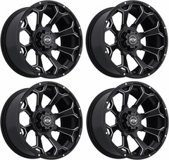 GTW Raven 15 inch Matte Black Aluminum Golf Cart Wheel | 3:4 Offset | Set of 4