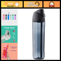 25 Oz BPA-Free Tritan Sports Water Bottle with Straw – Travel-Friendly, Dark Col