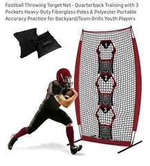 Football Throwing Target Net – Quarterback Training with 3 Pockets Heavy-Duty Fi
