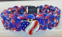 Red/White/Blue American Paracord Bracelet ~Veteran Made~