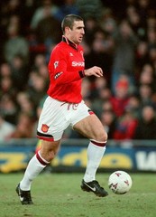 Eric Cantona of Manchester United on the ball Wimbledon and Manche- Old Photo