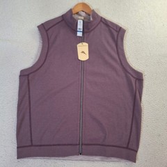 Tommy Bahama Switch It Up Full Zip Vest XL Matte Plum Cotton Blend