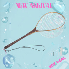 NEW Fly Fishing Landing Net Wooden Trout Net Soft Rubber Mesh with Safety Cord