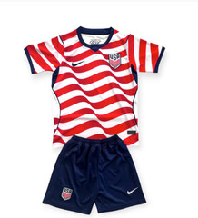 NIKE KIDS USA USMNT World Cup Home Stripes Jersey & Shorts Set Red, White, Blue