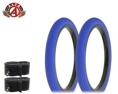PAIR OF BICYCLE ALTA BMX TIRES W/ TUBES IN 18 X 1.95 FANTASY TREAD All Blue