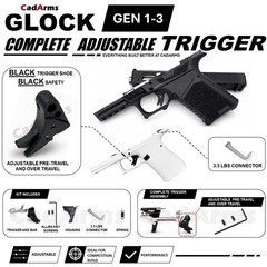 Glock Complete Adjustable Black Trigger 3.5 Connector Gen 1-3 G17 19 26 34