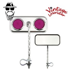 Vintage Lowrider Rectangle Square Twisted Bicycle Bike Mirror Chrome Purple
