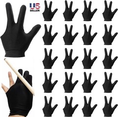 20Pcs 3 Fingers Billiard Cue Pool Gloves Snooker Left Hand Nylon Accessories USA