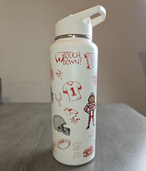 Ohio State Buckeyes 30 fl oz White/Red Stainless Steel Water Bottle Straw Lid