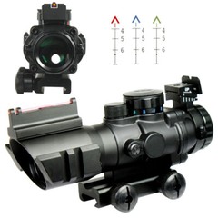 Tactical 4X32 Rifle Scope Fiber Optic Sight & illuminated Chevron Range Recticle