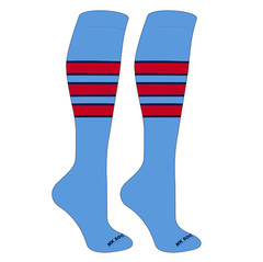 MK Socks Striped Baseball, Softball, Football Socks (C) Columbia Blue, Navy, Red