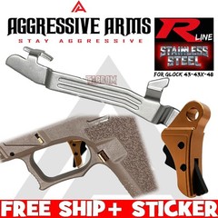 AGGRESSIVE ARMS COPPER BLACK STAINLESS STEEL V2 TRIGGER BAR GLOCK 43 43x 48 FLAT