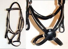 FSS Comfort Padded BLING Crystal Rhinestone Grackle Figure 8 Bridle Custom Made