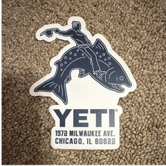 Yeti Vinyl Sticker White Blue Chicago Fish Rider Milwaukee Ave Fishing