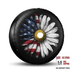 17 inch American Flag Daisies Print Leather 17″ Fits Tire Diameters 31″-32″