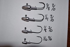 3/8, 1/4,1/8 ,1/16 oz DARTER JIG HEAD 2/0, 3/0 BLACK NICKEL EAGLE CLAW 15 PACK