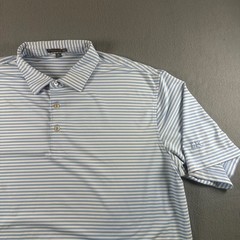 Peter Millar Summer Comfort Polo Shirt XL Blue White Stripe LFG MC0EK02S Mens