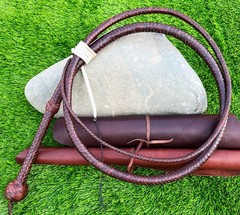 Handmade Brandy Goat Leather Bullwhip: Indiana Jones Style Bullwhip
