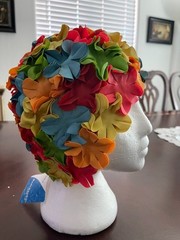 Fashy Retro Multi Color Flower Swim Cap Heavy Duty Rubber Hair Protection