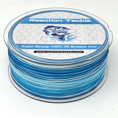 Reaction Tackle Braided Fishing Line / Braid – Blue Camouflage / 4 and 8 Strands